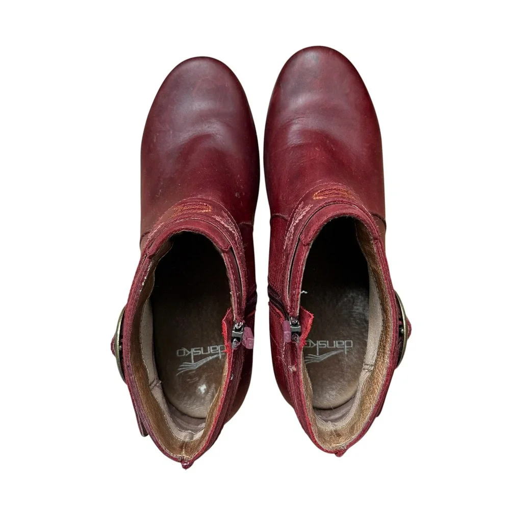 Dansko Women's Mina Ankle Booties in red oiled leather 39 - Picture 6 of 9